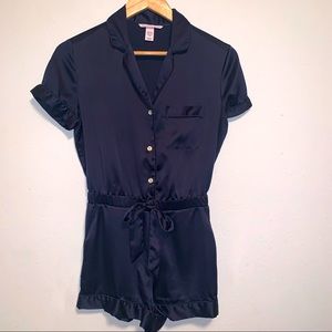 Victoria's Secret Black Satin Romper
